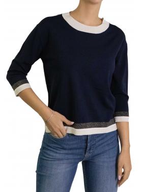 Maglia girocollo con contrasti di colore 